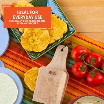 IMUSA USA J-100-5-5045 Traditional Jumbo Wood "Tostonera" Plantain Masher,Tan