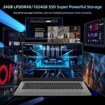 jumper Laptop 24GB LPDDR4X RAM, 1024GB NVMe SSD, Intel Core i5 (up to 3.6GHz), 14 Inch FHD IPS Display, Laptops Computer, 4 Stereo Speakers, USB3.0 * 3, 51300mWH, Cooling Fan, Type-C, Metal.