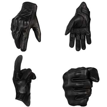 Harssiney Leather Motorcycle Gloves for Men,Riding Driving Biker Racing Motorbike Glove Touchscreen ...