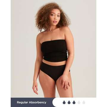 Cotton Brief Period Underwear for Women - Absorbent, Leakproof, Comfortable. Stay Dry from All Leaks. Period Panties for Menstrual Flow, Maternity, Post Partum, Light Incontinence (Black, Small)