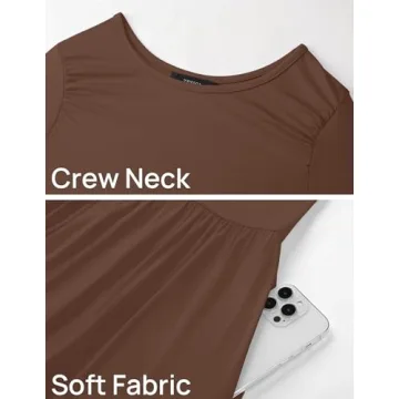 ZESICA Women's Long Sleeve Spring Maxi Dress 2025 Crewneck Knit Casual Slim Swing Pleated Dresses with Pockets,Brown,Medium