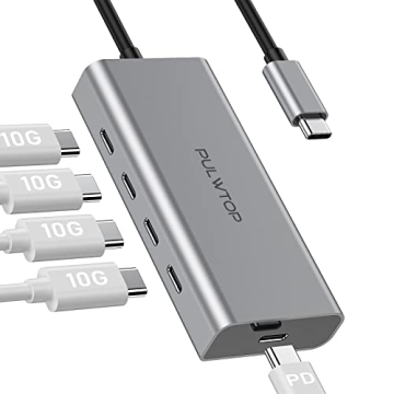 PULWTOP 5 Port USB C Hub 10Gbps - Fast Charging for MacBook & More