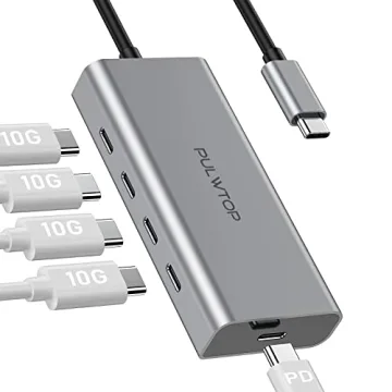 PULWTOP 5 Port USB C Hub 10Gbps - Fast Charging for MacBook & More
