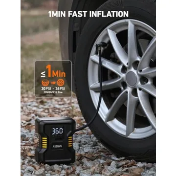AstroAI Tire Inflator Air Compressor Portable 150PSI Metal Cylinder Fast Inflation Pump 12V DC with LED Light for Cars, Bicycles, Other Inflatables, Car Accessories JY21P160-12