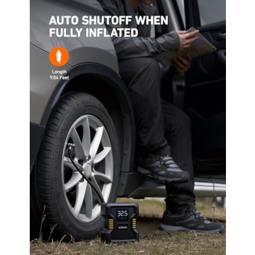 AstroAI Tire Inflator Air Compressor Portable 150PSI Metal Cylinder Fast Inflation Pump 12V DC with LED Light for Cars, Bicycles, Other Inflatables, Car Accessories JY21P160-12