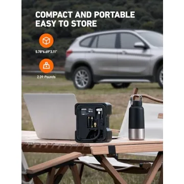 AstroAI Tire Inflator Air Compressor Portable 150PSI Metal Cylinder Fast Inflation Pump 12V DC with LED Light for Cars, Bicycles, Other Inflatables, Car Accessories JY21P160-12