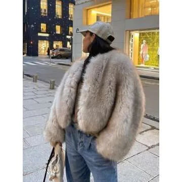 Chic Neo Mint Cropped Faux Fur Coat for Women 2024