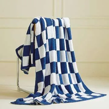 MIDO HOUSE Fuzzy Throw Blanket for Couch Warm Cozy Gingham Microfiber Bed Blankets Reversible Checke...