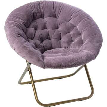 Milliard Cozy X-Large Faux Fur Saucer Chair for Bedroom - Purple