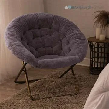 Cozy X-Large Faux Fur Saucer Chair - Purple