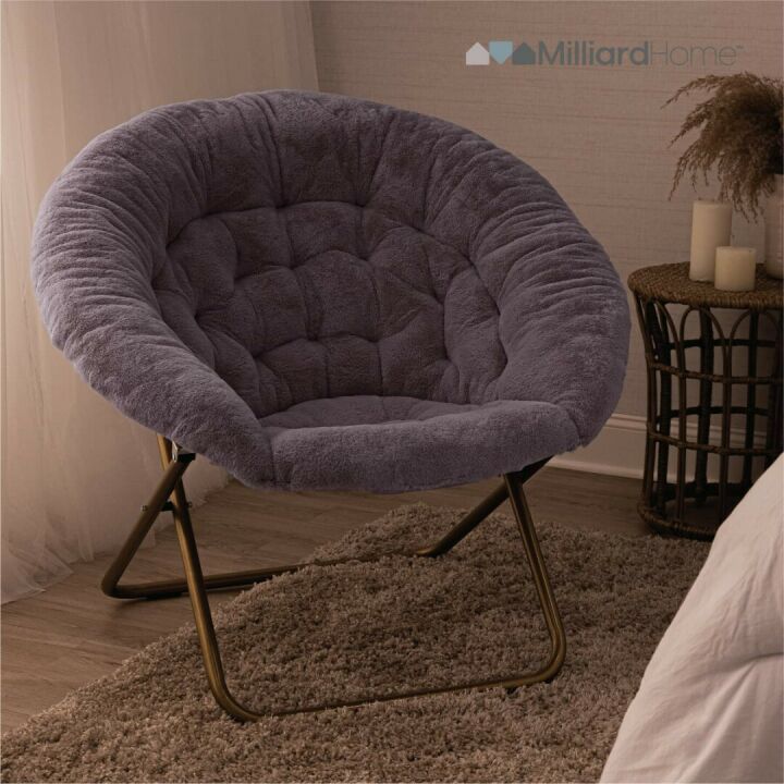 Cozy X-Large Faux Fur Saucer Chair - Purple