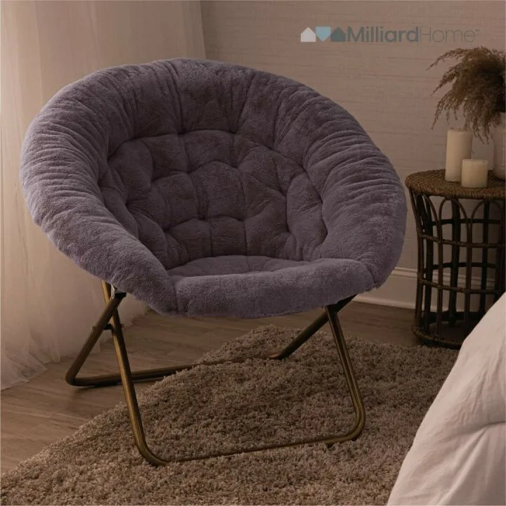 Cozy X-Large Faux Fur Saucer Chair - Purple