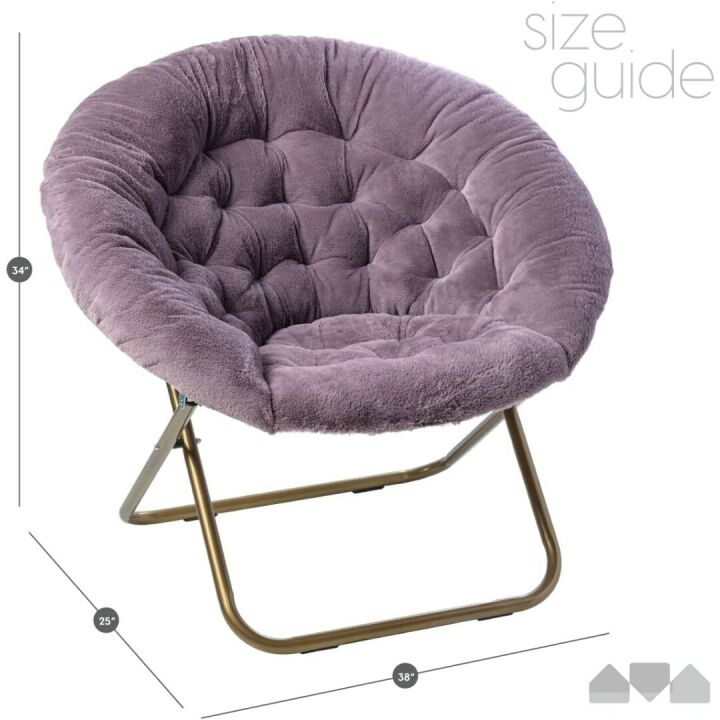 Cozy X-Large Faux Fur Saucer Chair - Purple