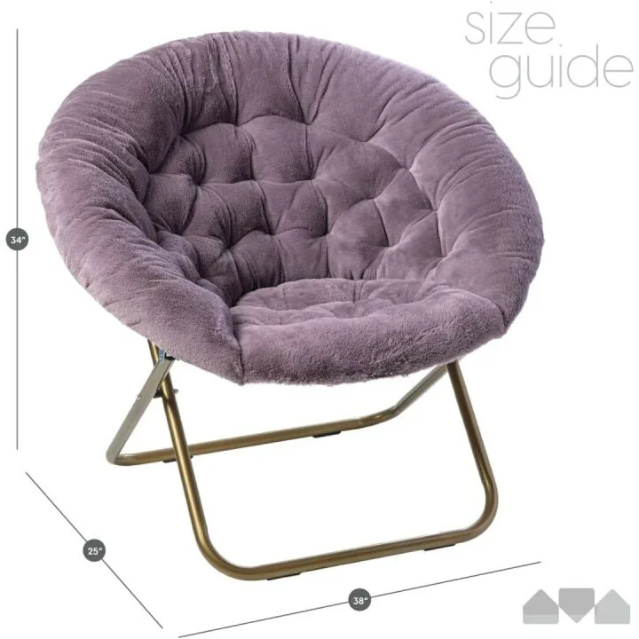 Cozy X-Large Faux Fur Saucer Chair - Purple
