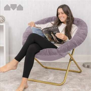 Cozy X-Large Faux Fur Saucer Chair - Purple