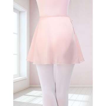 Soudittur Ballet Wrap Skirts Chiffon Dance Skirt for Toddler/Girls/Women (Pink, Large)