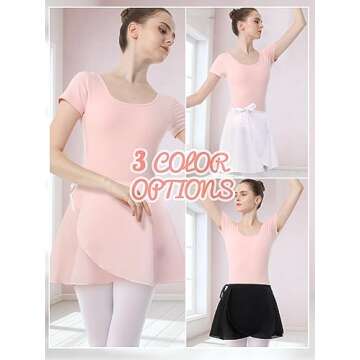 Soudittur Ballet Wrap Skirts Chiffon Dance Skirt for Toddler/Girls/Women (Pink, Large)