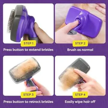 Hertzko Dog Brush - Self-Cleaning Slicker Brush for Dogs and Cats - Gently Removes Loose Hair, Tangles, and Dirt - Regular Size Grooming Brush for Sensitive Skin, Suitable for Long or Short Coats