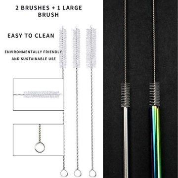 Massampton 10 Pcs Golden Reusable Metal Straws Set