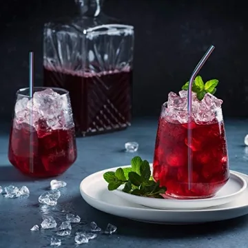 Massampton 10 Pcs Golden Reusable Metal Straws Set