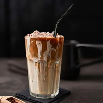 Massampton 10 Pcs Golden Reusable Metal Straws Set