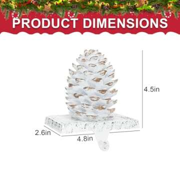 QIKSION Pinecones Stocking Holders for Mantle, Weighted Stocking Hangers for Mantel, Retro Pine Cone Christmas Stocking Holders for Holiday Decorations - 2 Pack