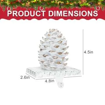 QIKSION Pinecones Stocking Holders for Mantle, Weighted Stocking Hangers for Mantel, Retro Pine Cone Christmas Stocking Holders for Holiday Decorations - 2 Pack