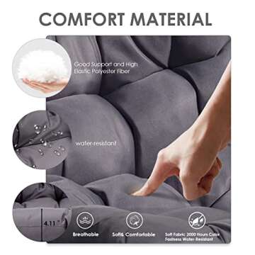 NICESOUL Egg Chair Indoor Outdoor, Patio Wicker Egg Swing Chair with Stand, Comfy Padded Cushion Hanging Basket Chair, 350lbs Capacity Birthday Gift Hammock Chair for Outside Backyard Bedroom, Gray