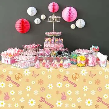 A1diee 3Pcs Plastic Groovy Tablecloths for Colorful Celebrations