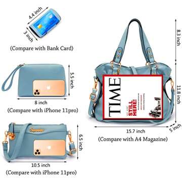 Soperwillton Fashion Handbag for Women Shoulder Bag Top Handle Satchel Hobo Tote Bag Purse Set 4pcs