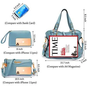 Soperwillton Fashion Handbag for Women Shoulder Bag Top Handle Satchel Hobo Tote Bag Purse Set 4pcs