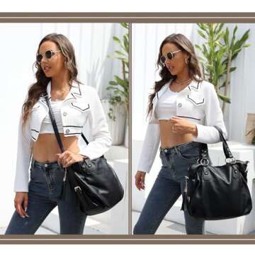 Soperwillton Fashion Handbag for Women Shoulder Bag Top Handle Satchel Hobo Tote Bag Purse Set 4pcs