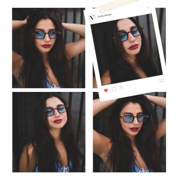 VANLINKER Retro Rectangle 90s Sunglasses for Trendy Style