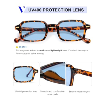 VANLINKER Retro Rectangle 90s Sunglasses for Trendy Style