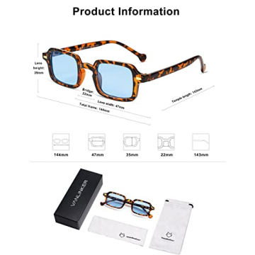 VANLINKER Retro Rectangle 90s Sunglasses for Trendy Style