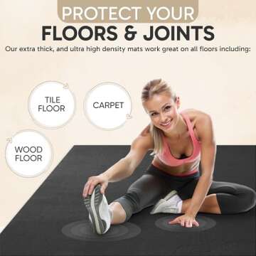 Premium Extra Large Exercise Mat - 7' x 5' x 1/4" Ultra Durable, Non-Slip, Workout Mats for Home Gym Flooring - Jump, Cardio, MMA Mat - Use with or Without Shoes (84" Long x 60" Wide x 6mm Thick)