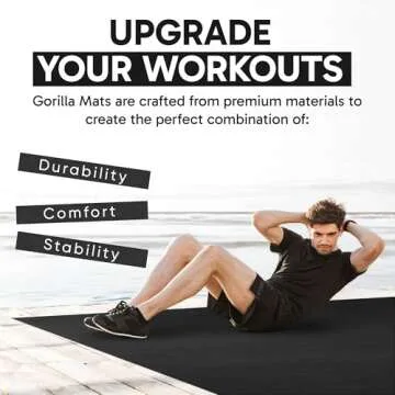 Premium Extra Large Exercise Mat - 7' x 5' x 1/4" Ultra Durable, Non-Slip, Workout Mats for Home Gym Flooring - Jump, Cardio, MMA Mat - Use with or Without Shoes (84" Long x 60" Wide x 6mm Thick)
