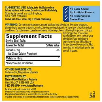 Nature Made Melatonin 10mg for Restful Sleep Support Capsules