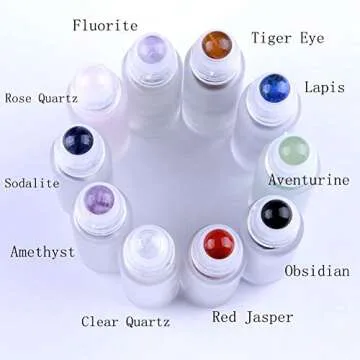 Gemstone Roller Balls - 10 Pack Essential Oil Bottles