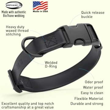 Dogline Biothane Waterproof Dog Collar with Quick Release Buckle - Strong and Easy to Clean for All ...