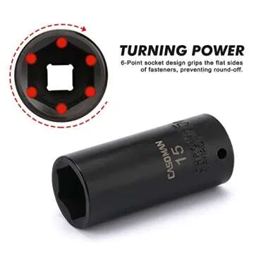 CASOMAN 55PCS 1/4-Inch Drive Impact Socket Set, Shallow & Deep, 5/32 Inch - 9/16 Inch, 4mm - 15mm, Metric/SAE, 6-Point, Cr-V Steel Socket Set