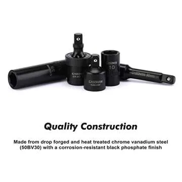 CASOMAN 55PCS 1/4-Inch Drive Impact Socket Set, Shallow & Deep, 5/32 Inch - 9/16 Inch, 4mm - 15mm, Metric/SAE, 6-Point, Cr-V Steel Socket Set