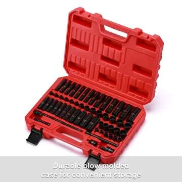 CASOMAN 55PCS 1/4-Inch Drive Impact Socket Set, Shallow & Deep, 5/32 Inch - 9/16 Inch, 4mm - 15mm, Metric/SAE, 6-Point, Cr-V Steel Socket Set