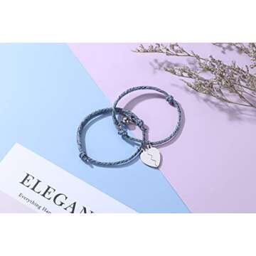 Jovivi 2 Pcs Heart Bracelets for Couples Matching His and Hers Jewelry Set Gift for Lover Boyfriend ...