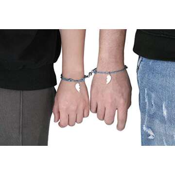 Jovivi 2 Pcs Heart Bracelets for Couples Matching His and Hers Jewelry Set Gift for Lover Boyfriend Girlfriend Best Friends Friendship Jewelry