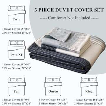 LifeTB 100% Cotton Boy Stripe Duvet Cover Twin White Blue Gray Stripe Comforter Cover Modern Soft Geometric Stripe Bedding Set Simple Style Men Adults Duvet Quilt Cover with 2 Pillowcases