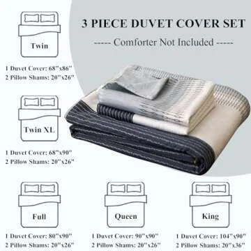 LifeTB 100% Cotton Boy Stripe Duvet Cover Twin White Blue Gray Stripe Comforter Cover Modern Soft Geometric Stripe Bedding Set Simple Style Men Adults Duvet Quilt Cover with 2 Pillowcases