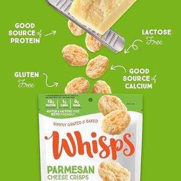 Whisps Cheese Crisps Parmesan Cheese | Protein Chips | Healthy Snacks | Protein Snacks, Gluten Free, High Protein, Low Carb Keto Food (2.12 Oz, 6 Pack)