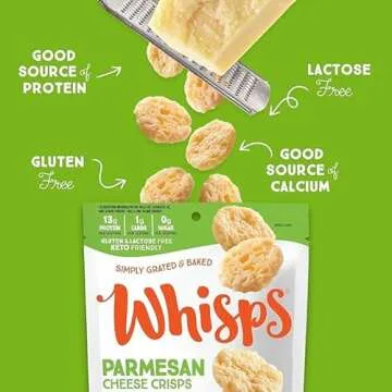 Whisps Cheese Crisps Parmesan Cheese | Protein Chips | Healthy Snacks | Protein Snacks, Gluten Free, High Protein, Low Carb Keto Food (2.12 Oz, 6 Pack)