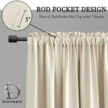 DONREN Cream Beige Room Darkening Curtains for All Rooms